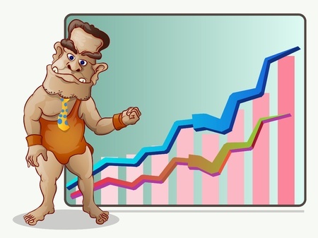 первобытный человек и биржевые графики